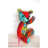Kit ours articulé à coudre motifs multicolores - Bibop et Lula
