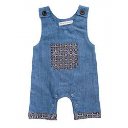 Barboteuse salopette coton bébé 0-24 mois bleu denim - Bibop et Lula