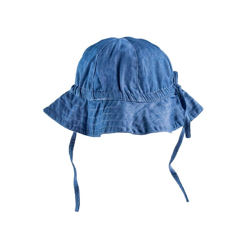 Chapeau De Soleil Bebe Coton Reglable Bleu