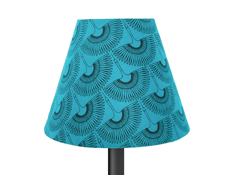 Petit abat-jour conique lampe en tissu bleu motifs grues